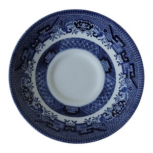 Vintage Churchill Staffordshire England English Blue Willow Bone China Ceramic Pottery Porcelain White Small Plate 6x6x1 in Asian Oriental