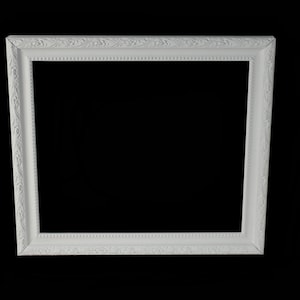 Custom Flat White Matte Paint Pine Wood Wooden Ornate Engraved Elaborate Fancy Rose Floral 1.5" Picture Artwork Frame with Glass & Backing