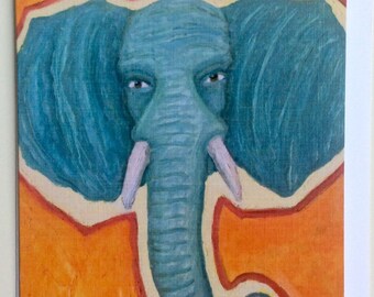 Elephant Artwork Note Greeting Card 4 x 5 with envelope