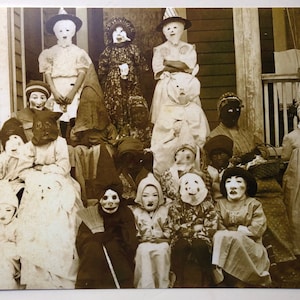 Halloween early photo reprint Scary Kids Costumes Masks 5” x 8” Frameable