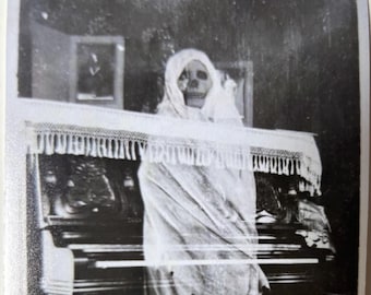 Halloween antique photo reprint Ghost Piano Scary  3 1/2 ” x 5” Frameable