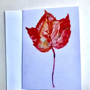 Autumn Leaf 5 x 7 Note card Frame able Fall  Artwork  Watercolor painting