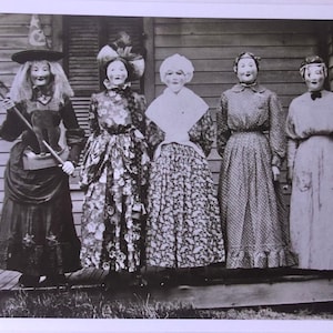 Halloween early photo reprint Scary Costumes Masks  5&quot; x 7” Frameable