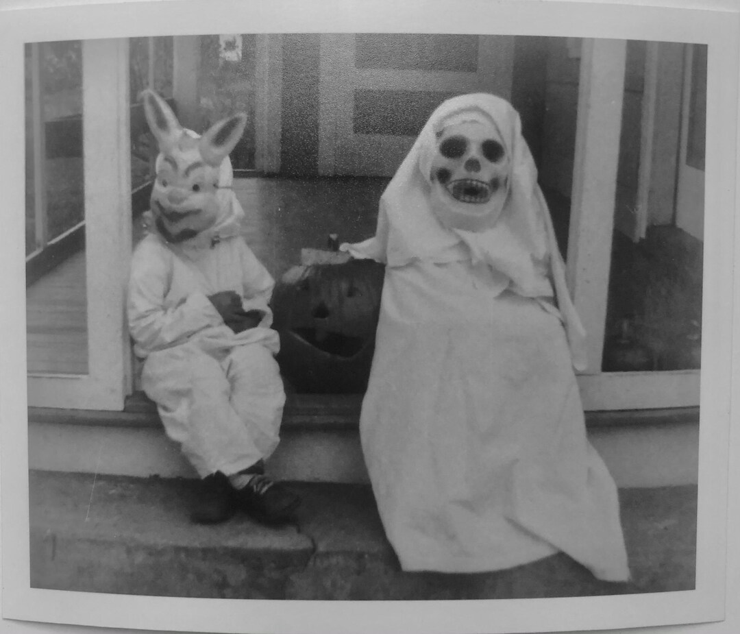 Halloween Vintage Photo Reprint Ghost Scary Kids Costumes Masks JOL 4 X