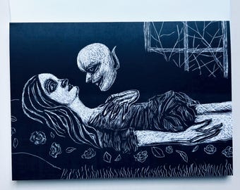 Nosferatu Vampire  5 x 7  Note card  Frameable Artwork