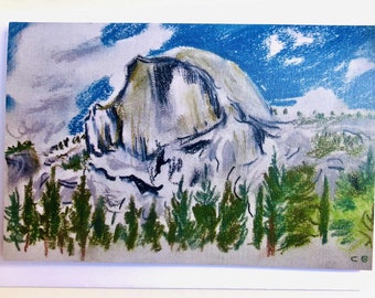 Yosemite Half Dome Artwork  4 x 6 Note card Frameable