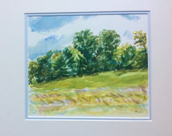 Original Watercolor Landscape Matted  12” x 14”