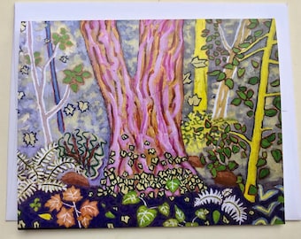 4 x 5 Frameable Art Note Card Modern Landscape Nature Trees Acrylic Painting