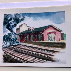 Train Station Note Greeting Card 4 1/4” x 5 1/2” Frameable Artwork