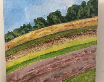 6” x 6” Modern Landscape Artwork Original Acrylic  Painting