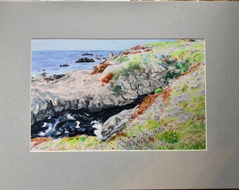 Monterey Ca Artwork 12 1/2” x 16 1/2” Matted  Print Giclee