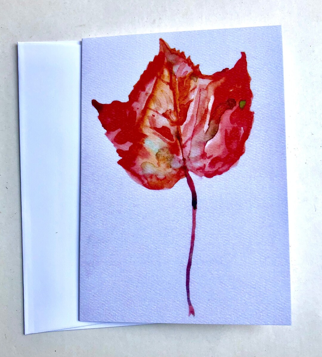 Autumn Leaf 5 X 7 Note Card Frame Able Fall Artwork Watercolor Painting ...