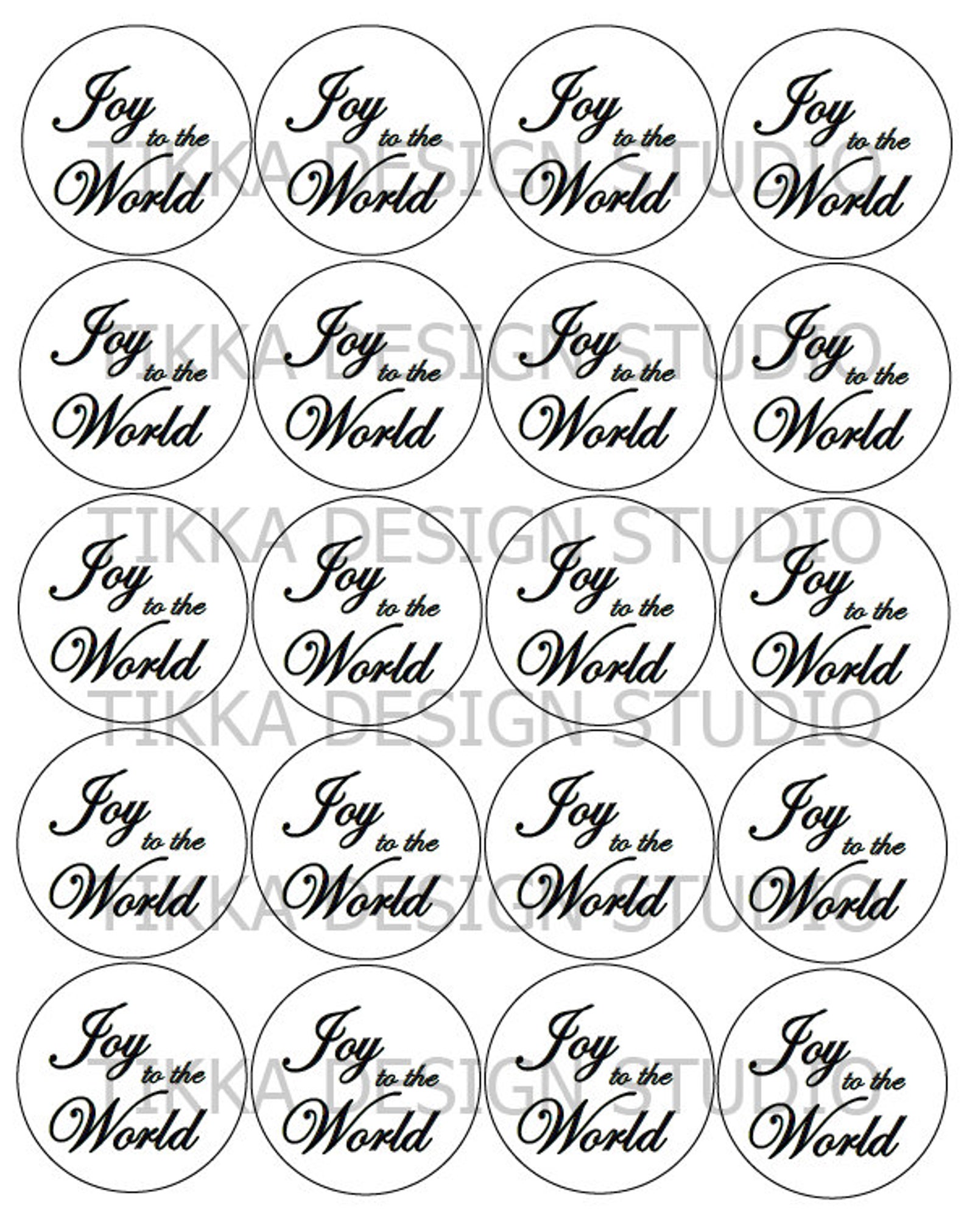 Printable Joy to the World Cookie Tags Black and White - Etsy