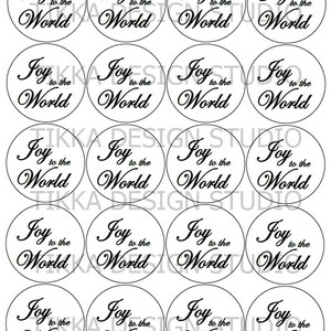 Printable Joy to the World Cookie Tags Black and White - Etsy