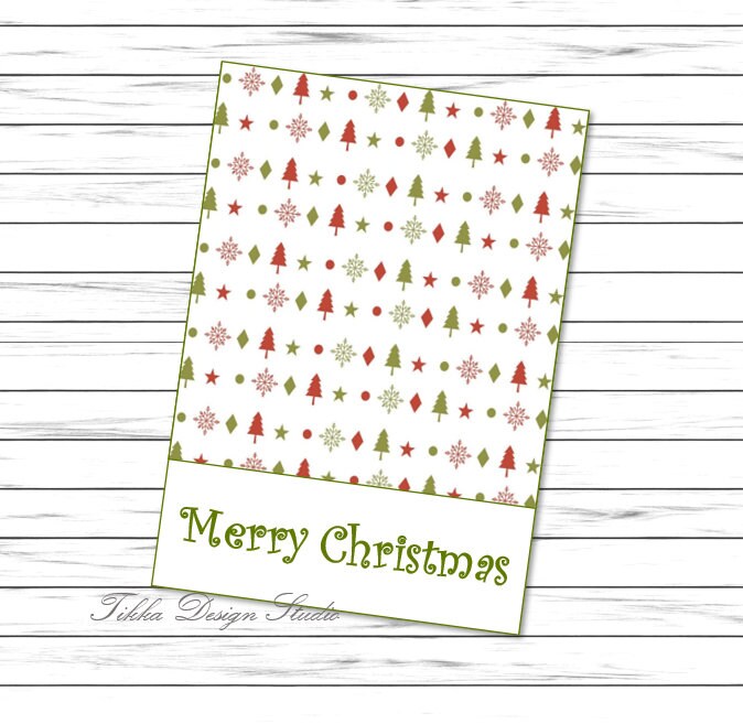 Printable Merry Christmas Cookie Card Merry Christmas Green  Etsy