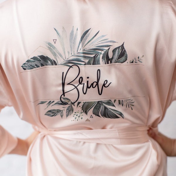 Bridesmaid Robes | Tropical Greenery | Palm Leaf Robes | Tropical Wedding | Beach Wedding | Tropical Floral Robe | Monstera Leaf | Monstera