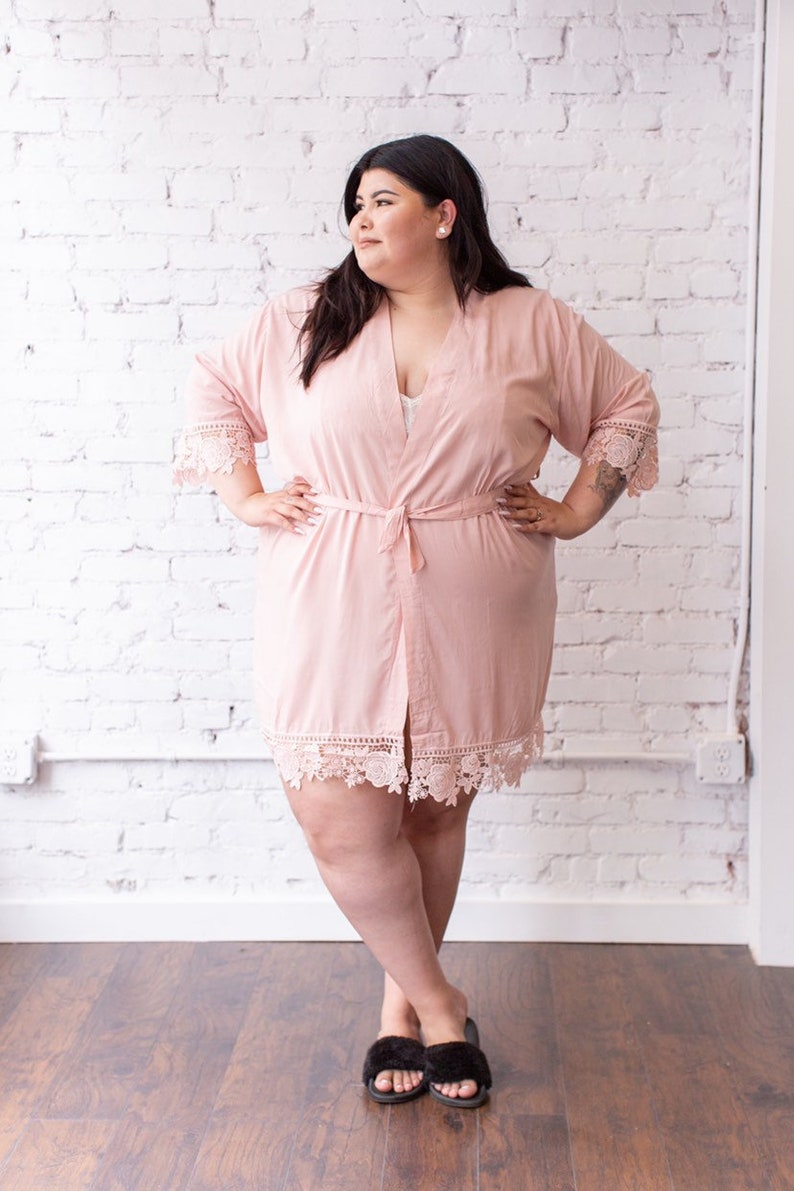 Cotton Bridesmaid Robes Plus Size Robes Cotton Lace Robe | Etsy