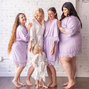 Bridesmaid Robes | Plus Size Bridesmaid Robes | Cotton Lace Robe | Bridesmaid Gifts | Bridesmaid Proposal Gifts | Plus Size Bride Robes