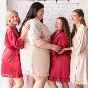 Bridal Party Robes | Satin Bridesmaid Robes | Lace Robe | Bridesmaid Gifts | Bridesmaid Gift | Plus Size Bridesmaid Robes | Bride Robe