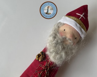 Bambola popolare di San Nicola/Santo cattolico/Bambola per bambini/Regalo di battesimo/Regalo di prima comunione/Regalo di Natale/Bambola di Natale decorativa