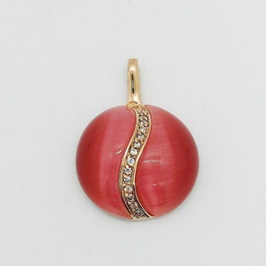 CUSTOM Pink Rhodium Cat&#39;s Eye Pendant