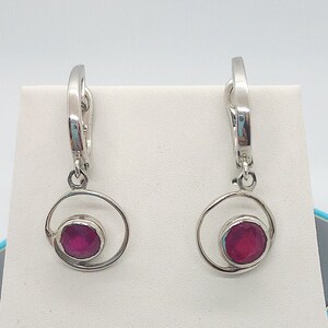 CUSTOM Ronde Ruby Leverback Bungle Fashion Oorbellen met 925 Sterling Zilver