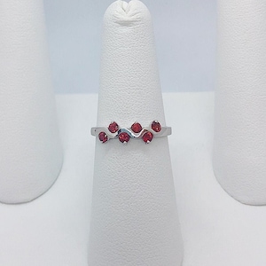 CUSTOM - Silver 6 Ruby Gemstone Stackable Ring