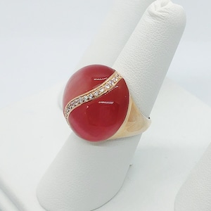 CUSTOM Pink Rhodium Cat&#39;s Eye Ring