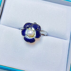 CUSTOM Purple Pansy Pearl Ring