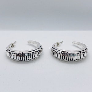 Geometric Hoop Sterling Silver Earrings