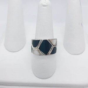 CUSTOM 925SS Onyx & Mother of Pearl Dome Ring
