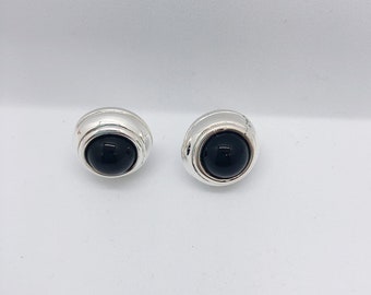 Onyx and Sterling Silver Stud Earrings