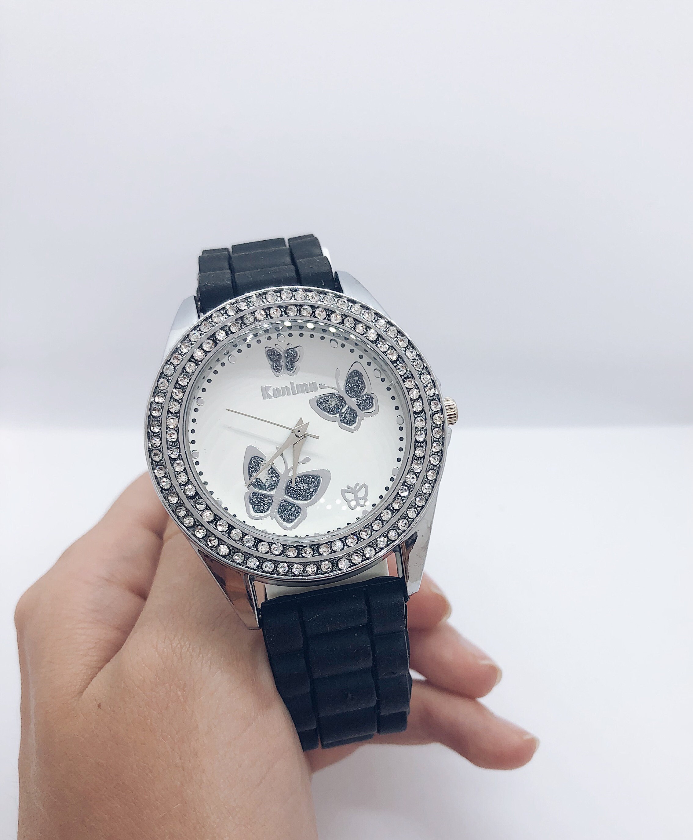 silver butterfly watch
