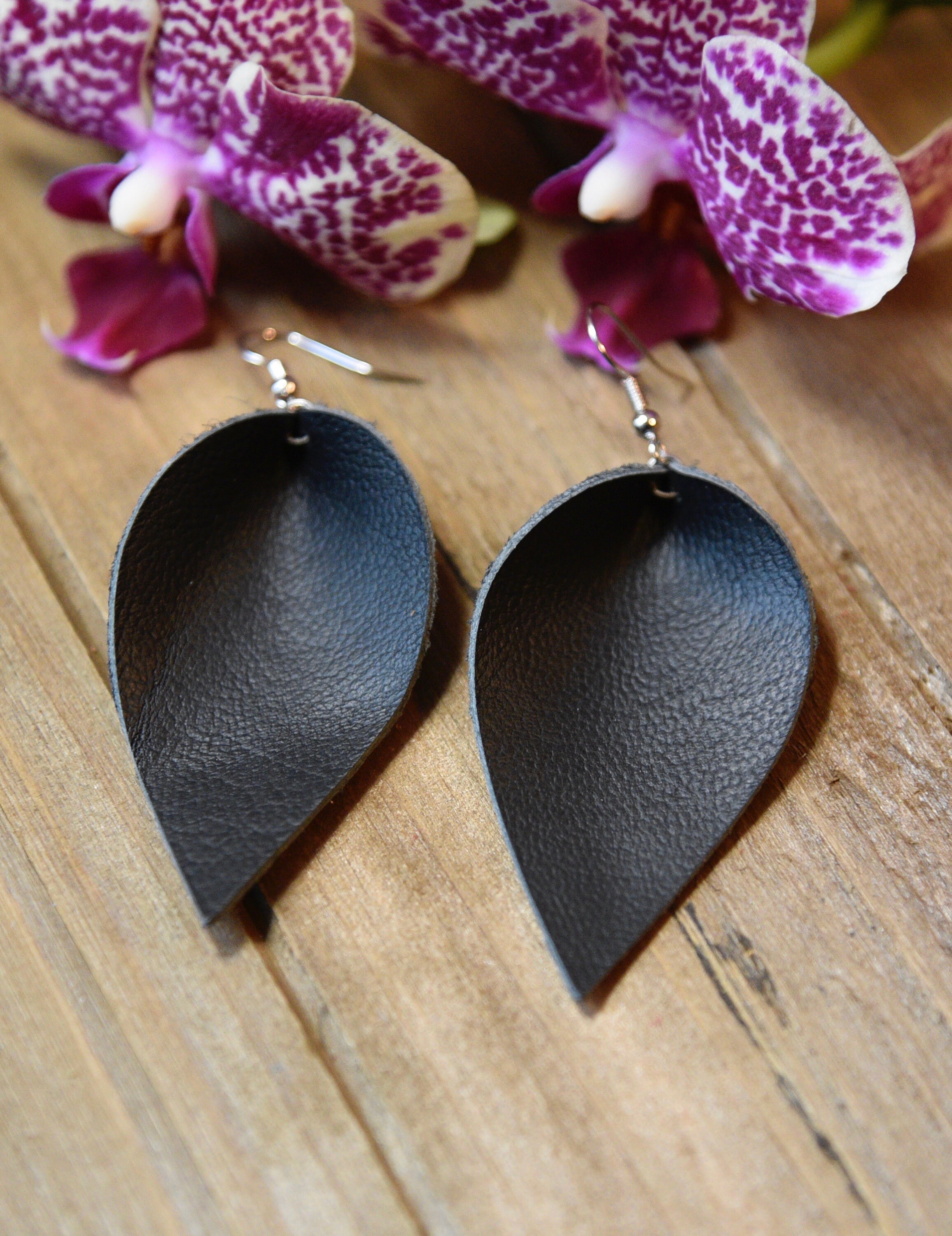 Painted Leather Earrings