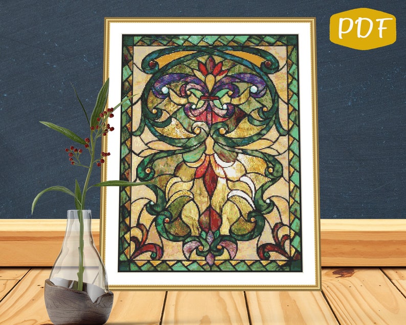 Victorian Stained Glass Counted Cross Stitch/Needlepoint Etsy