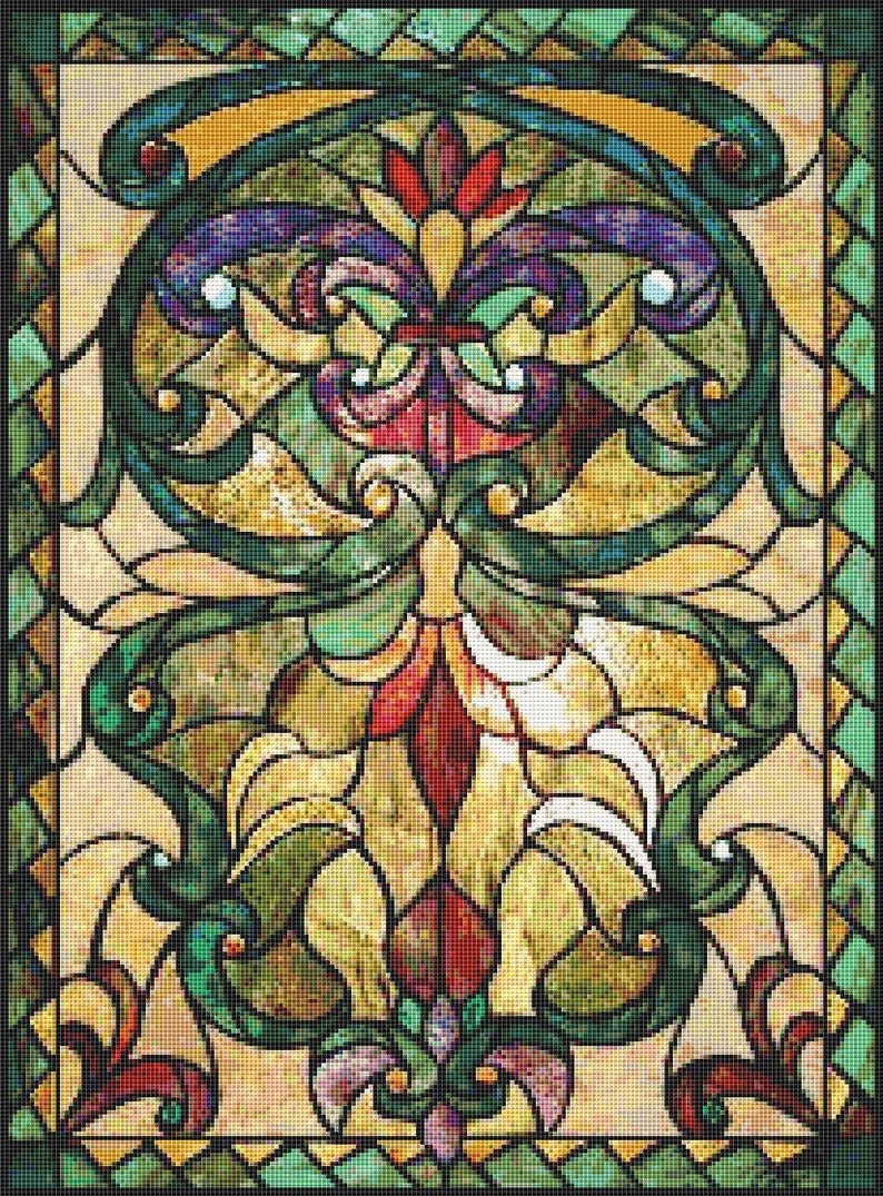Victorian Stained Glass Counted Cross Stitch/Needlepoint Etsy