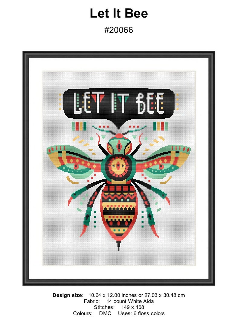 Let It Bee Insect Counted Cross Stitch/Needlepoint Pattern PDF Etsy