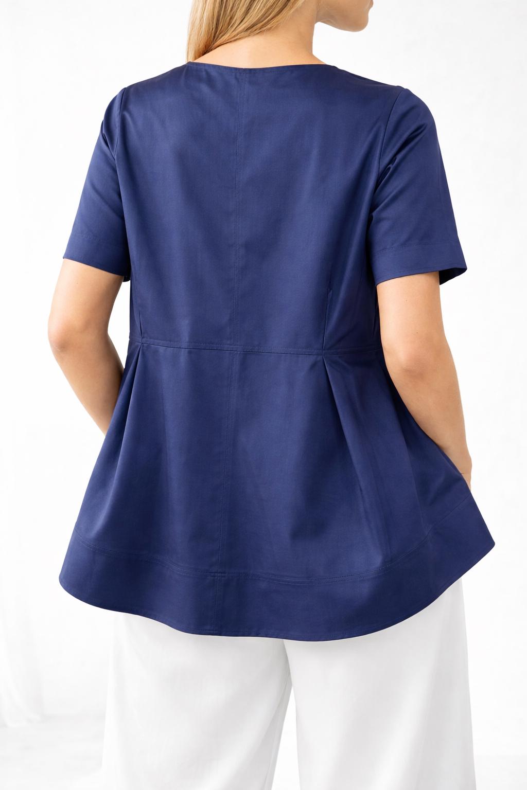 White Cotton Blouse Women, A-Line Peplum Top, Loose Fit Minimalist Shirt, Summer Casual Top
