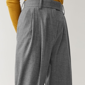 High Waist soft dropped waist Pants Loose Size Trousers classic pants grey Trousers with Pockets