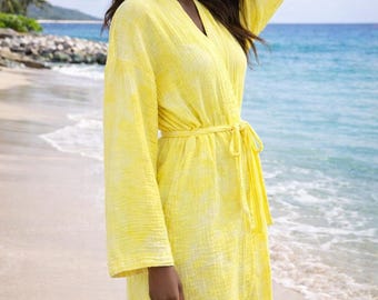 Peignoir unisexe en coton turc, kimono de plage, cadeau de douche nuptiale
