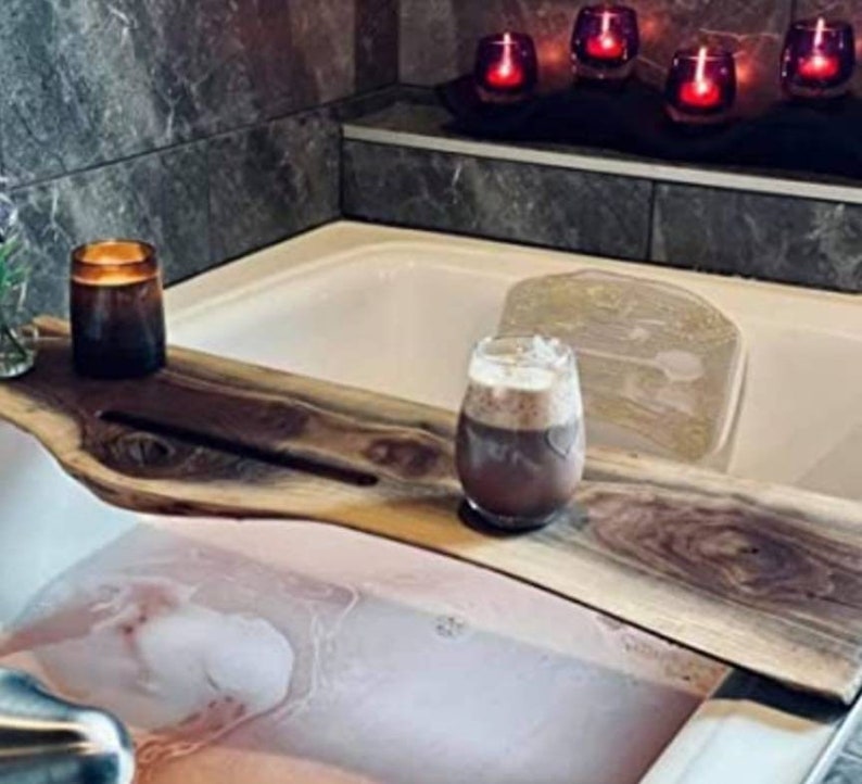 Walnut Bath Board, Bath Caddy, Gift for Her, Bathtub Tray, Live Edge