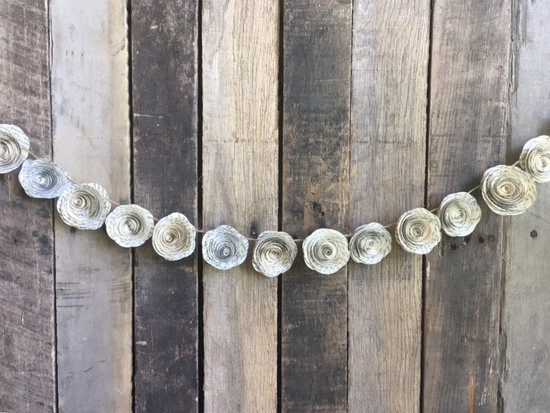 Paper Flower Book Page Rose Garland 4 feet