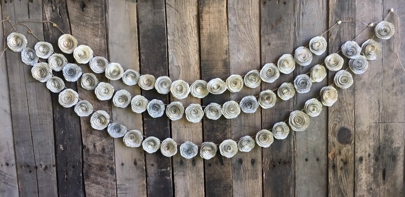 Paper Flower Book Page Rose Garland 4 feet