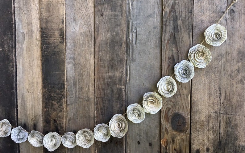 Paper Flower Book Page Rose Garland 4 feet