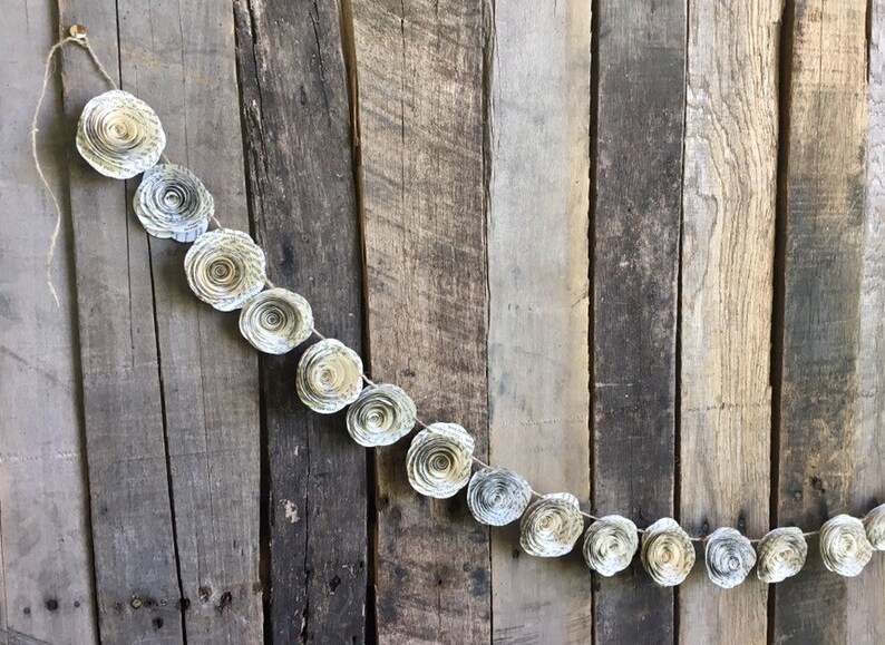 Paper Flower Book Page Rose Garland 4 feet