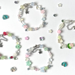 Starry Beaded Bracelets handmade, Y2K bracelet, star, beads,butterfly garden, fairy, gift idea,fairycore,princesscore,cottagecore, couquette