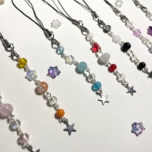 Starry Stars Beaded Phone Strap / Y2K beads couquette Phone Charm/keychain/phone chain , fairycore, cottagecore, purple, gift idea