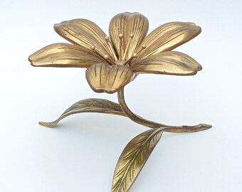 Vintage gilt metal flower ashtray 1970s