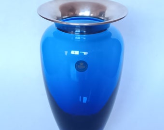 DDP ロイヤルコペンハーゲン ブルーコバルトガラス クリスタル花瓶