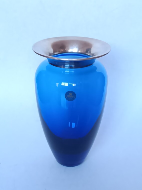 DDP ロイヤルコペンハーゲン ブルーコバルトガラス クリスタル花瓶